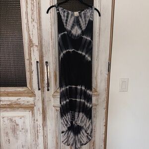 Black and White Tie-Dye Maxi Sundress